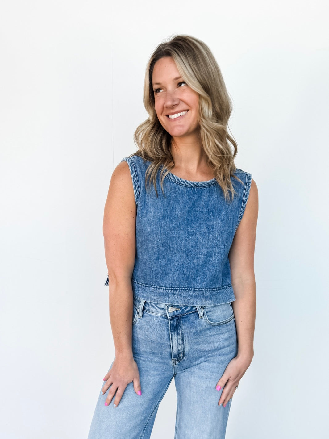 Denim Scoop Neck Tank Top