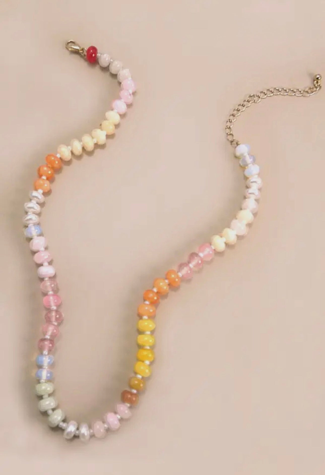 Pink & Yellow Toned Beaded Necklace