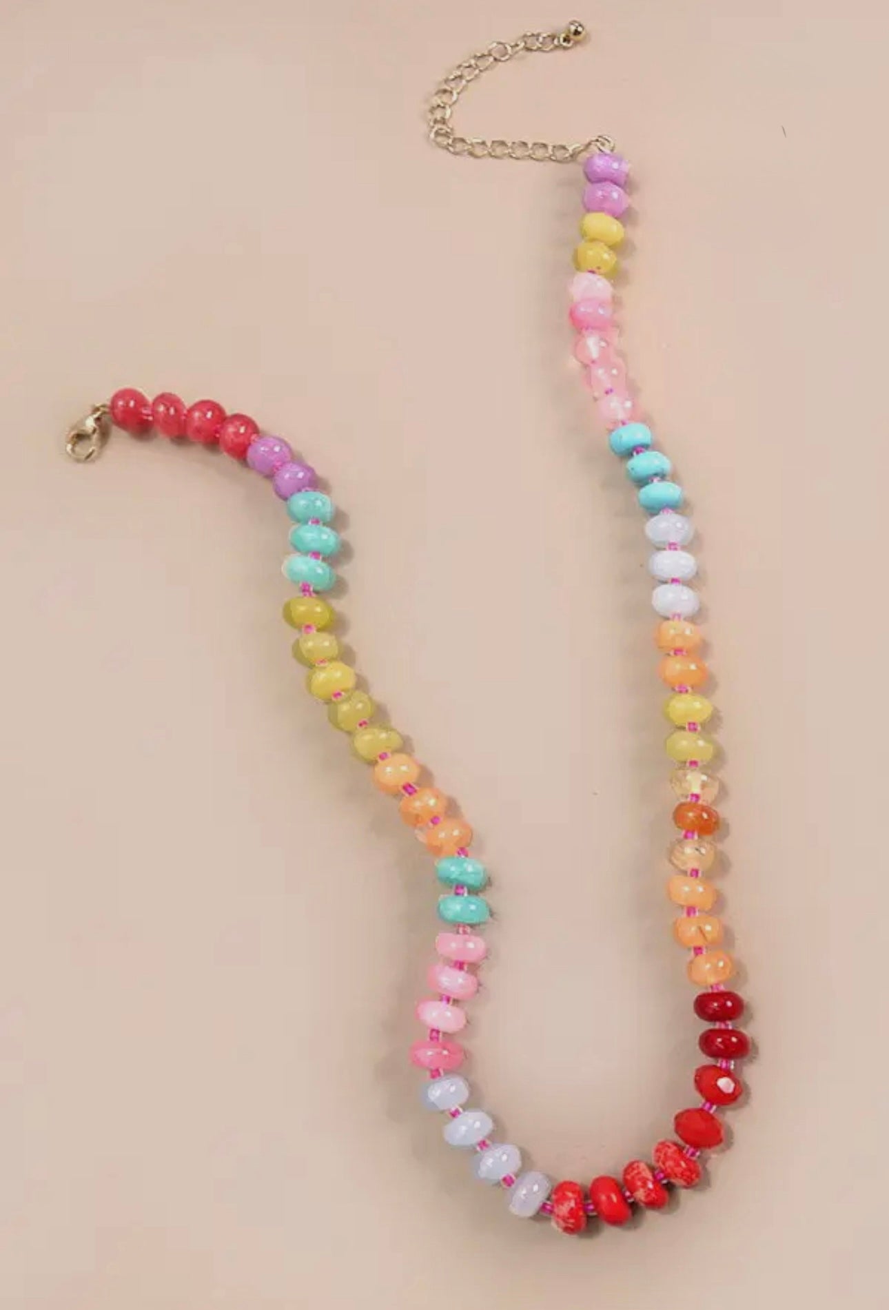 Red & Coral Beaded Necklace