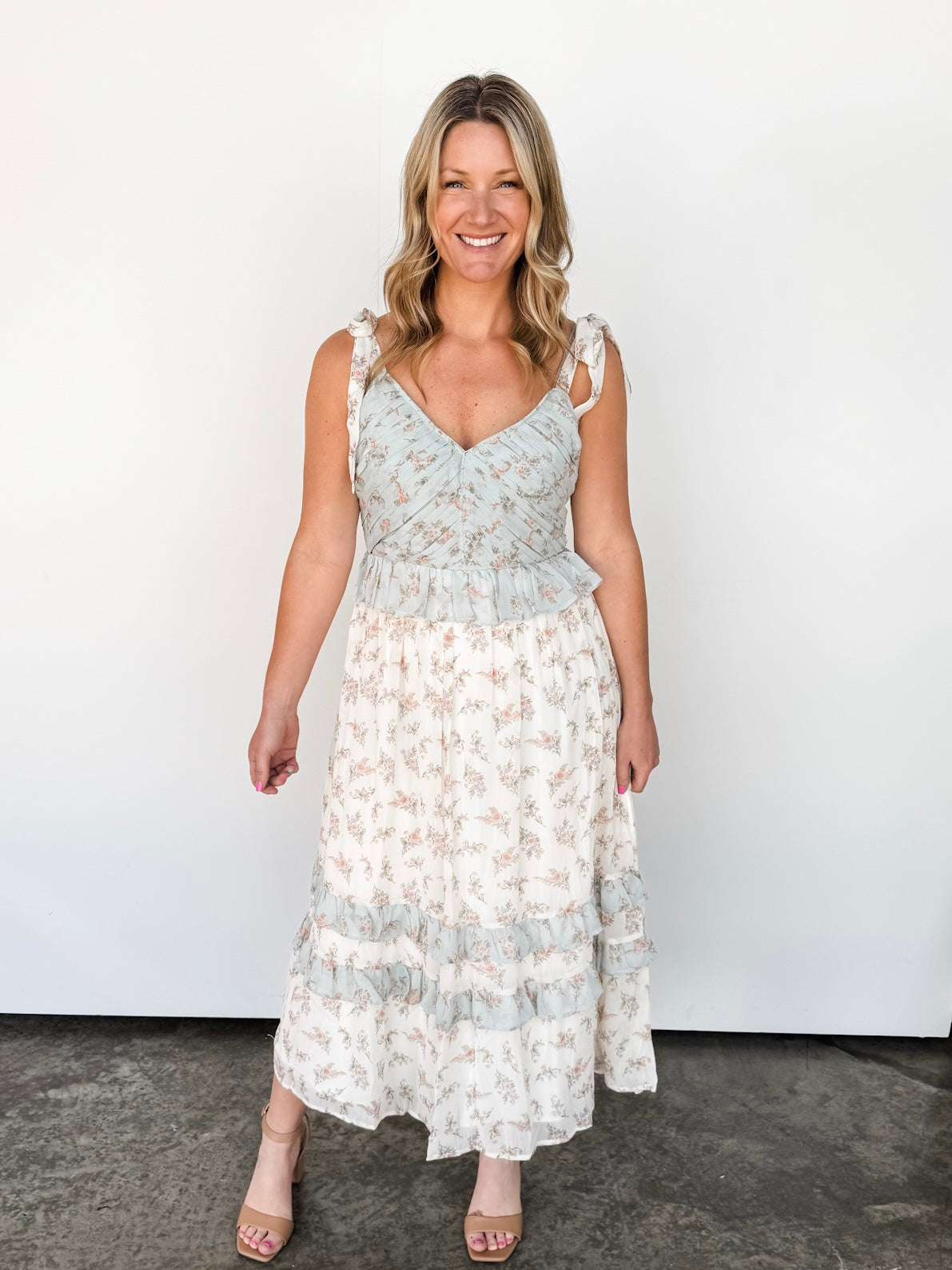 Floral & Ruffle Tiered Dress