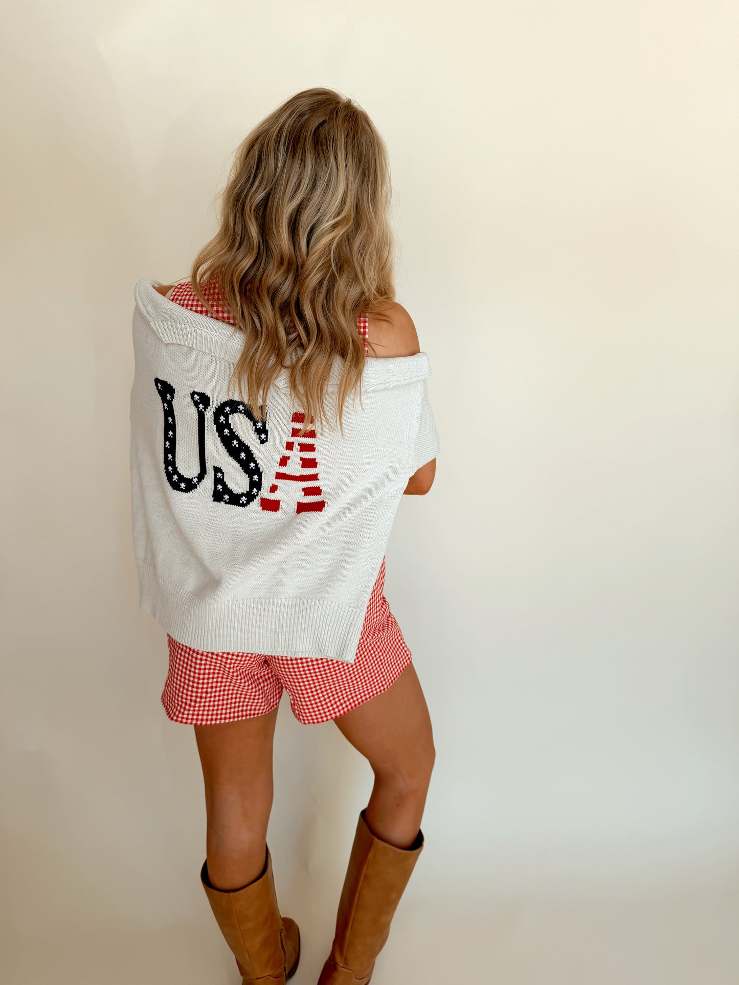 Ivory ‘USA’ Crewneck Sweater