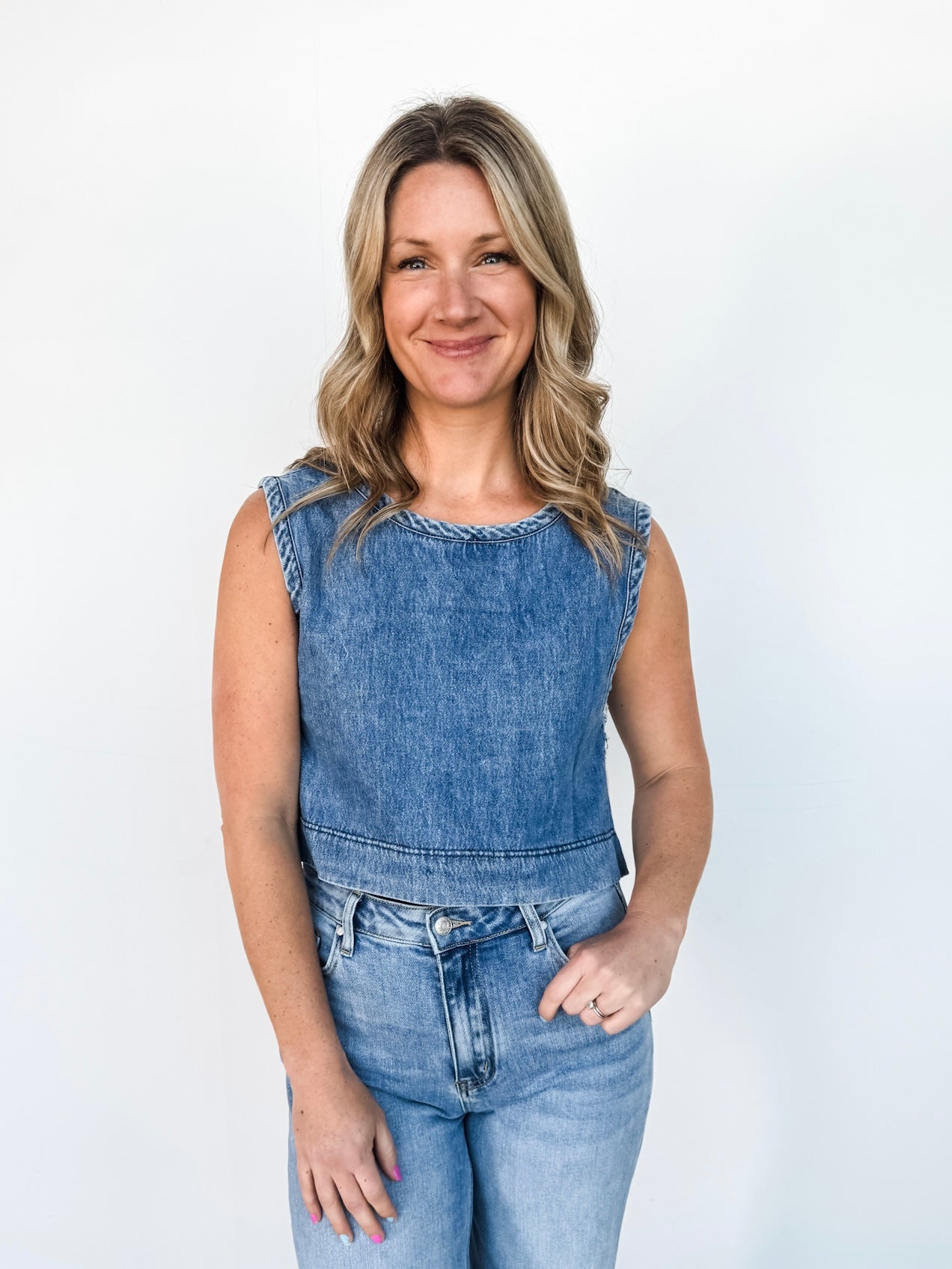 Denim Scoop Neck Tank Top