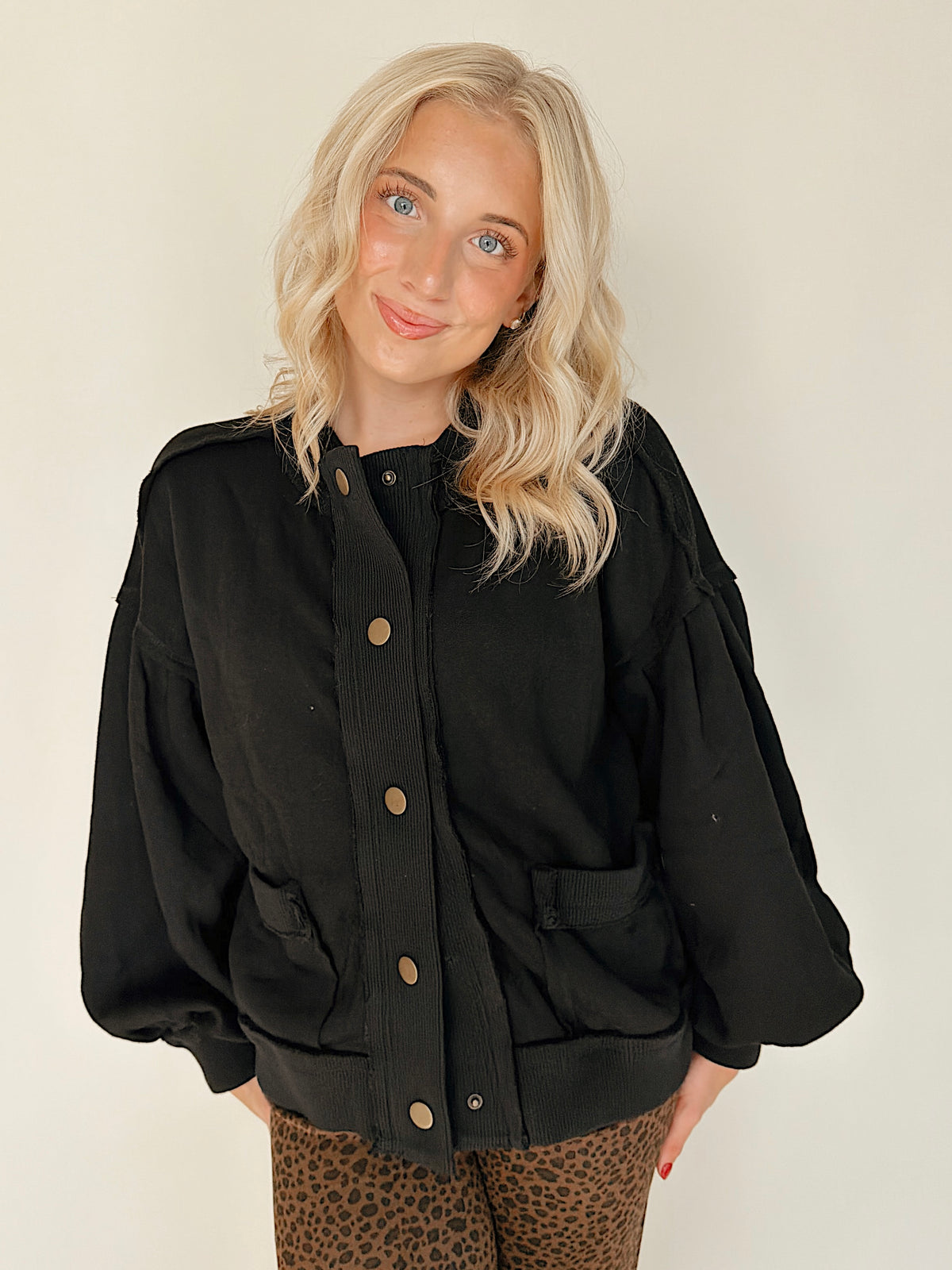 Black Snap Front Jacket