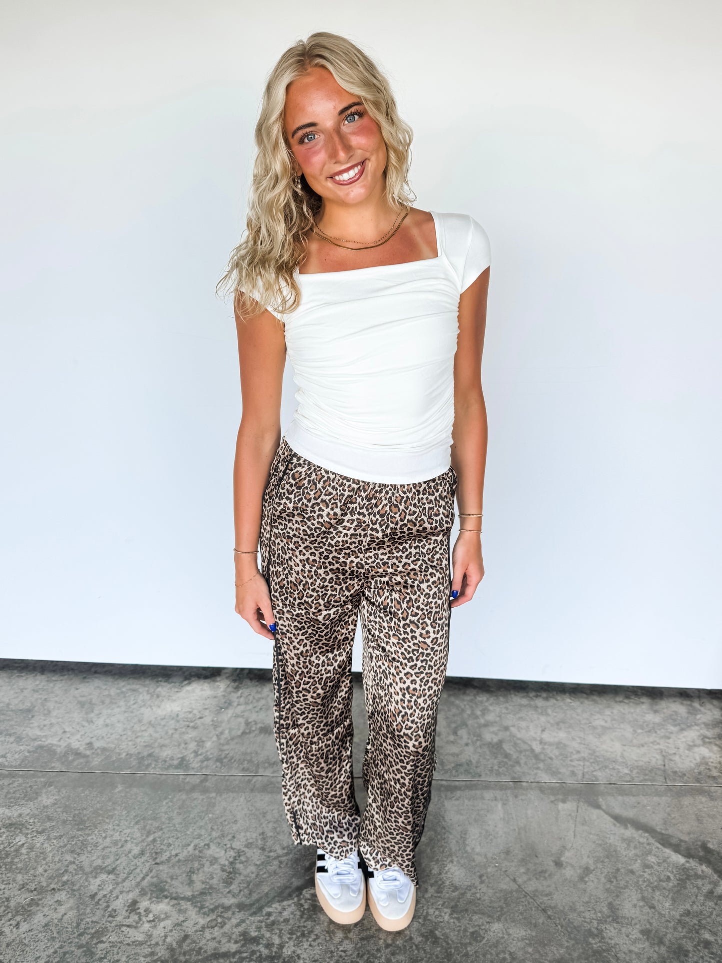 Leopard Side Stitch Track Pants