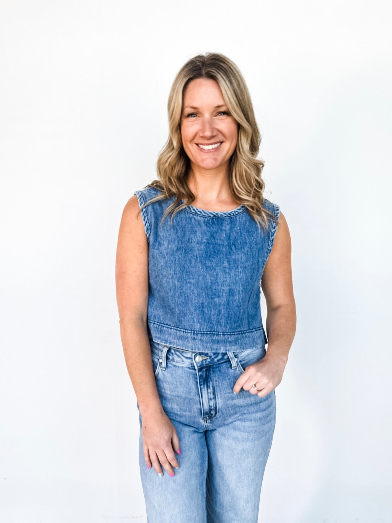 Denim Scoop Neck Tank Top