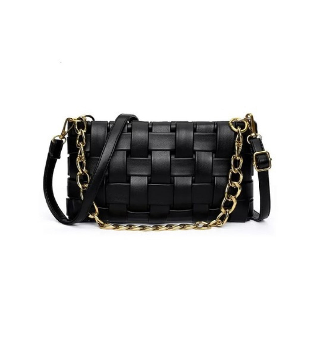 Black Woven Weaved Shoulder Bag