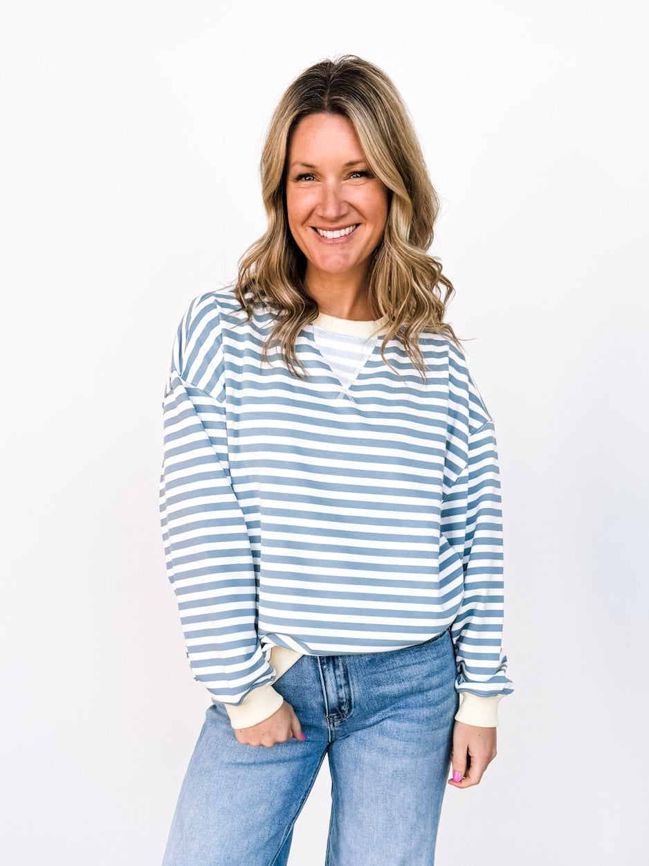 Blue Striped Crewneck