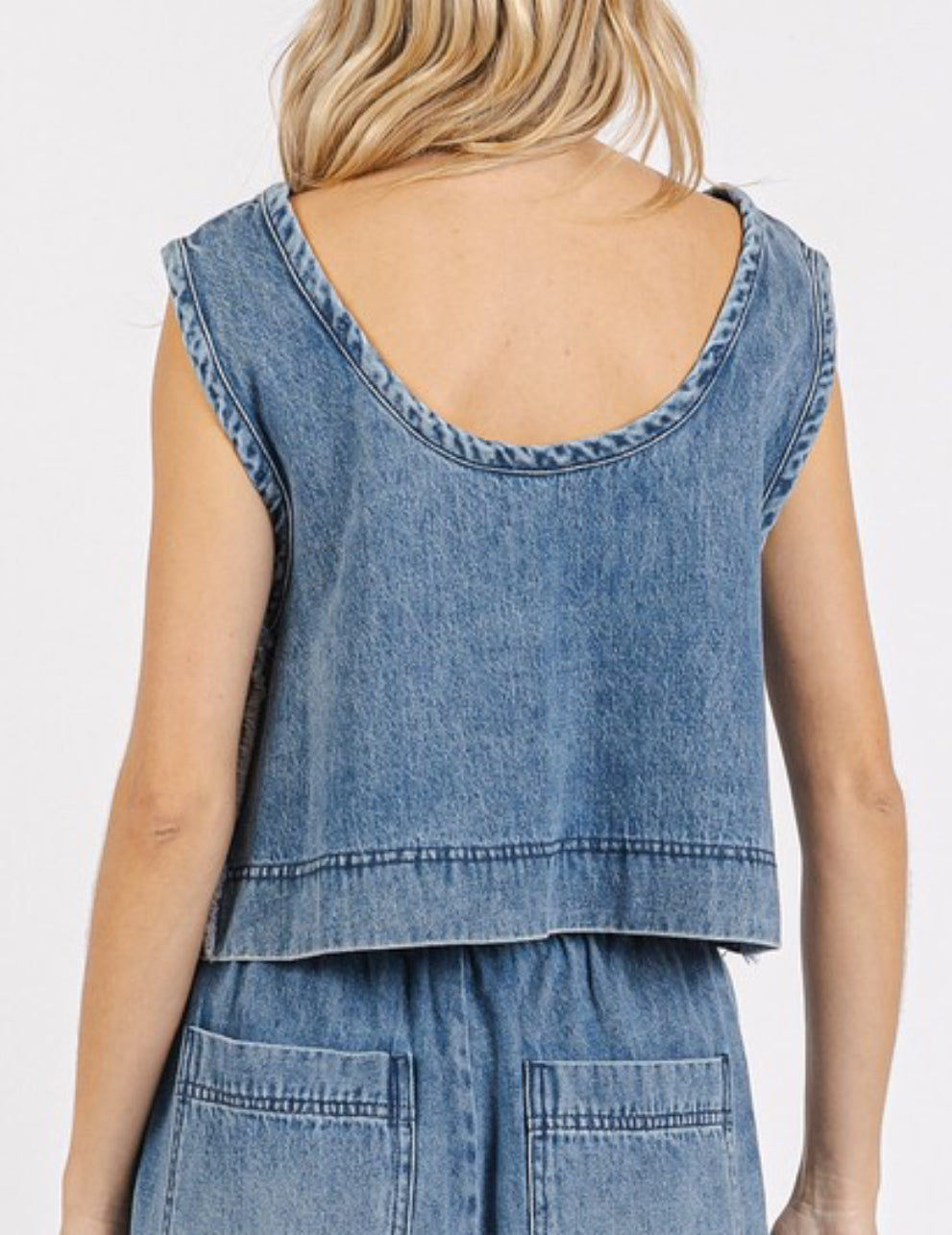 Denim Scoop Neck Tank Top