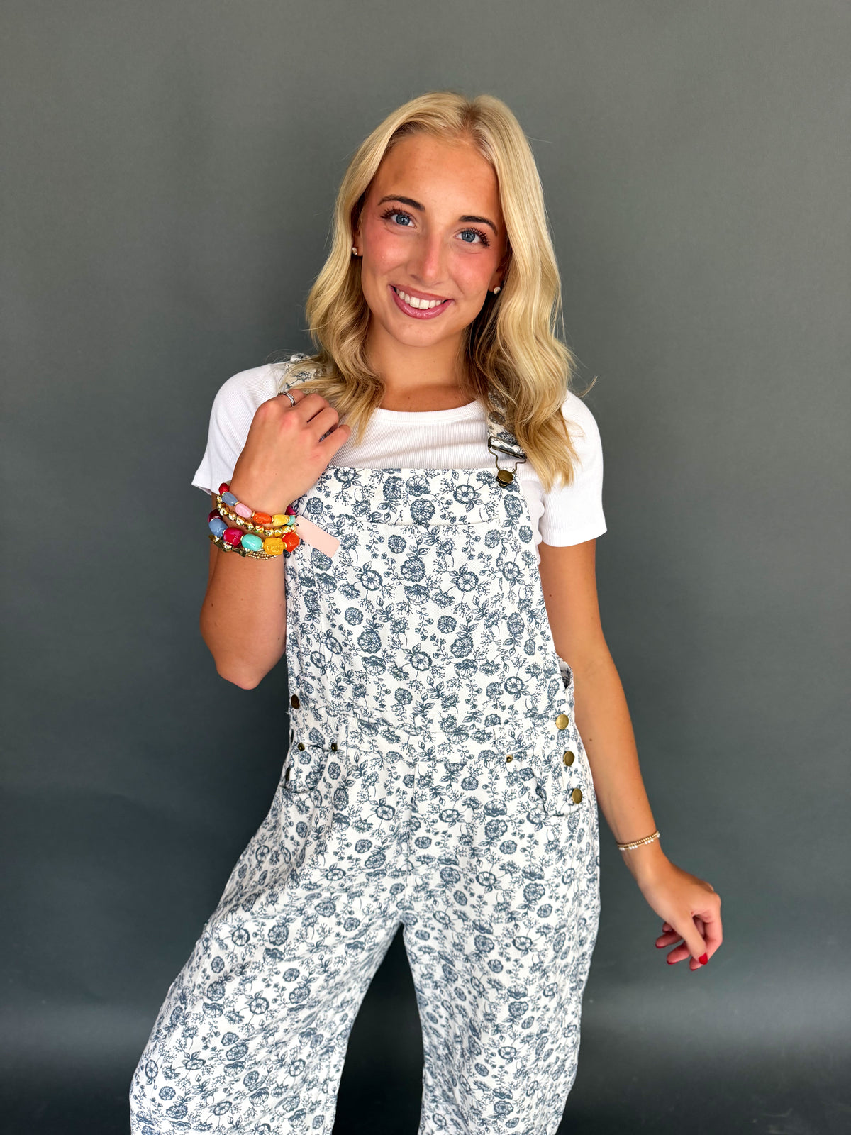Floral Printed Cropped Overalls