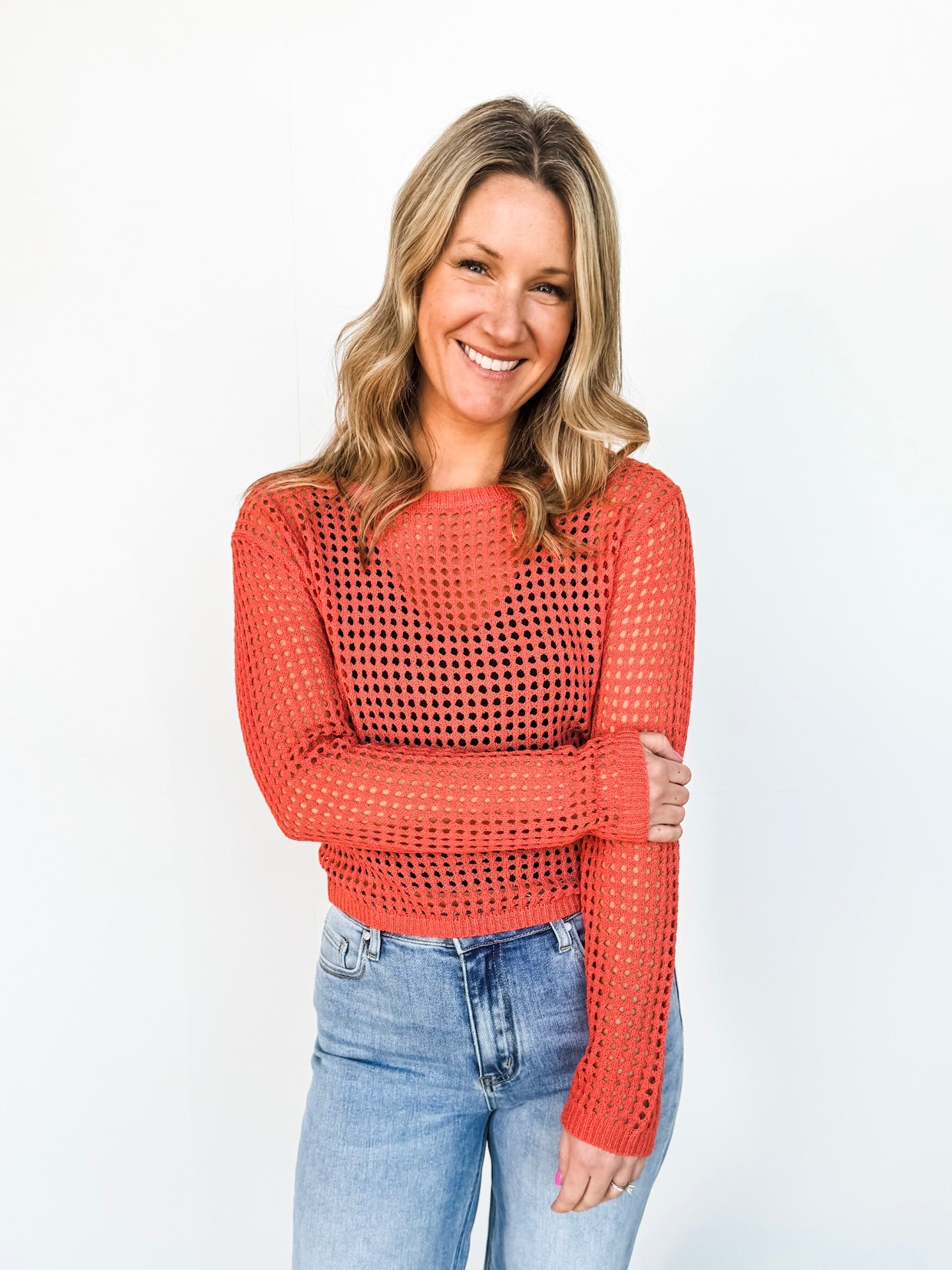 Coral Crochet Top