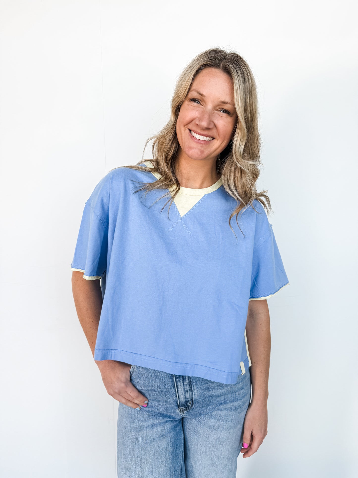 Periwinkle Blue Contrast Tee