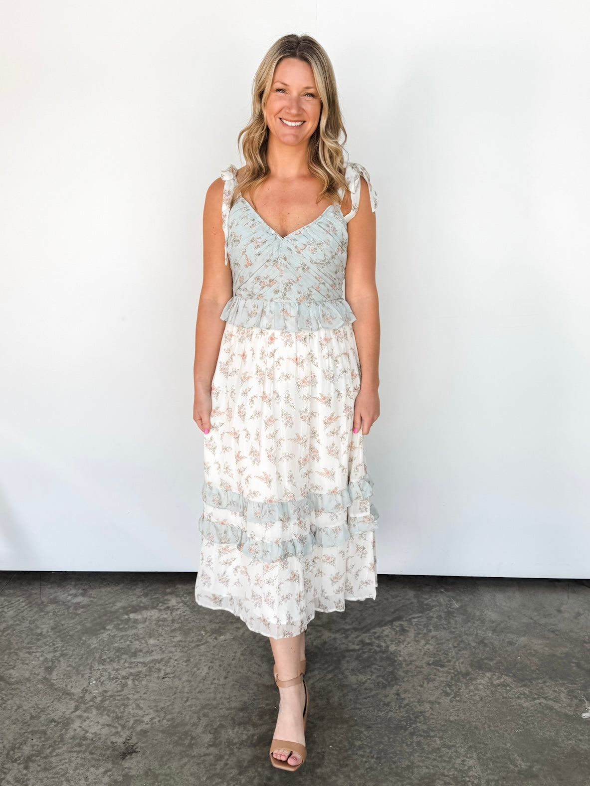 Floral & Ruffle Tiered Dress