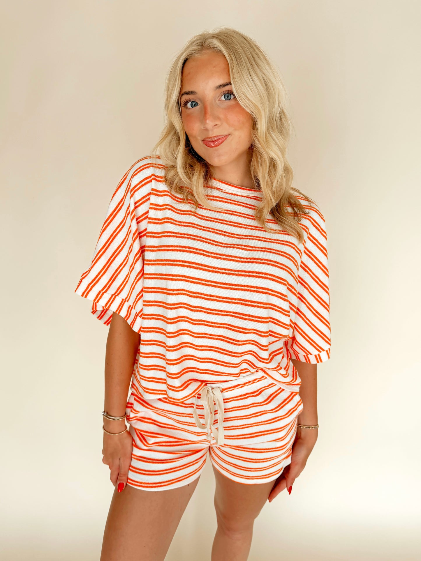 Orange Striped Terry Cloth Set