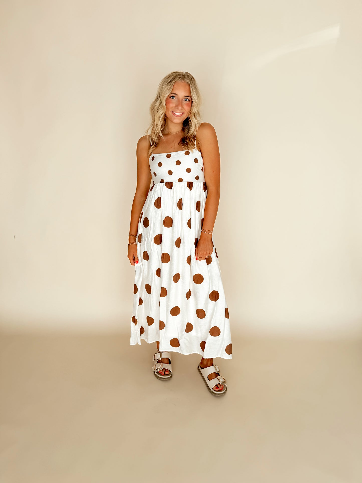 Cream & Cocoa Polka Dot Midi Dress