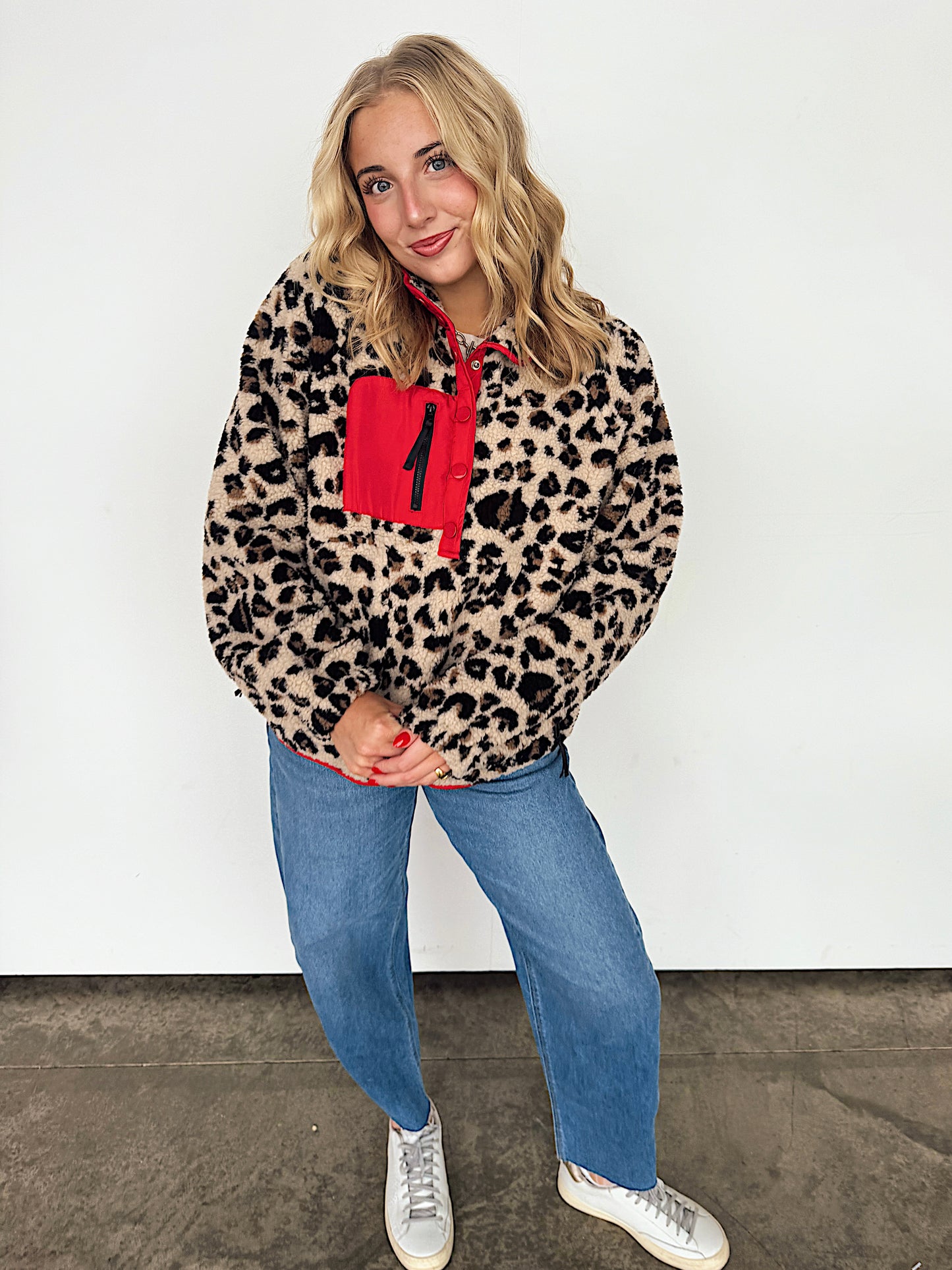 Leopard Fleece Pullover