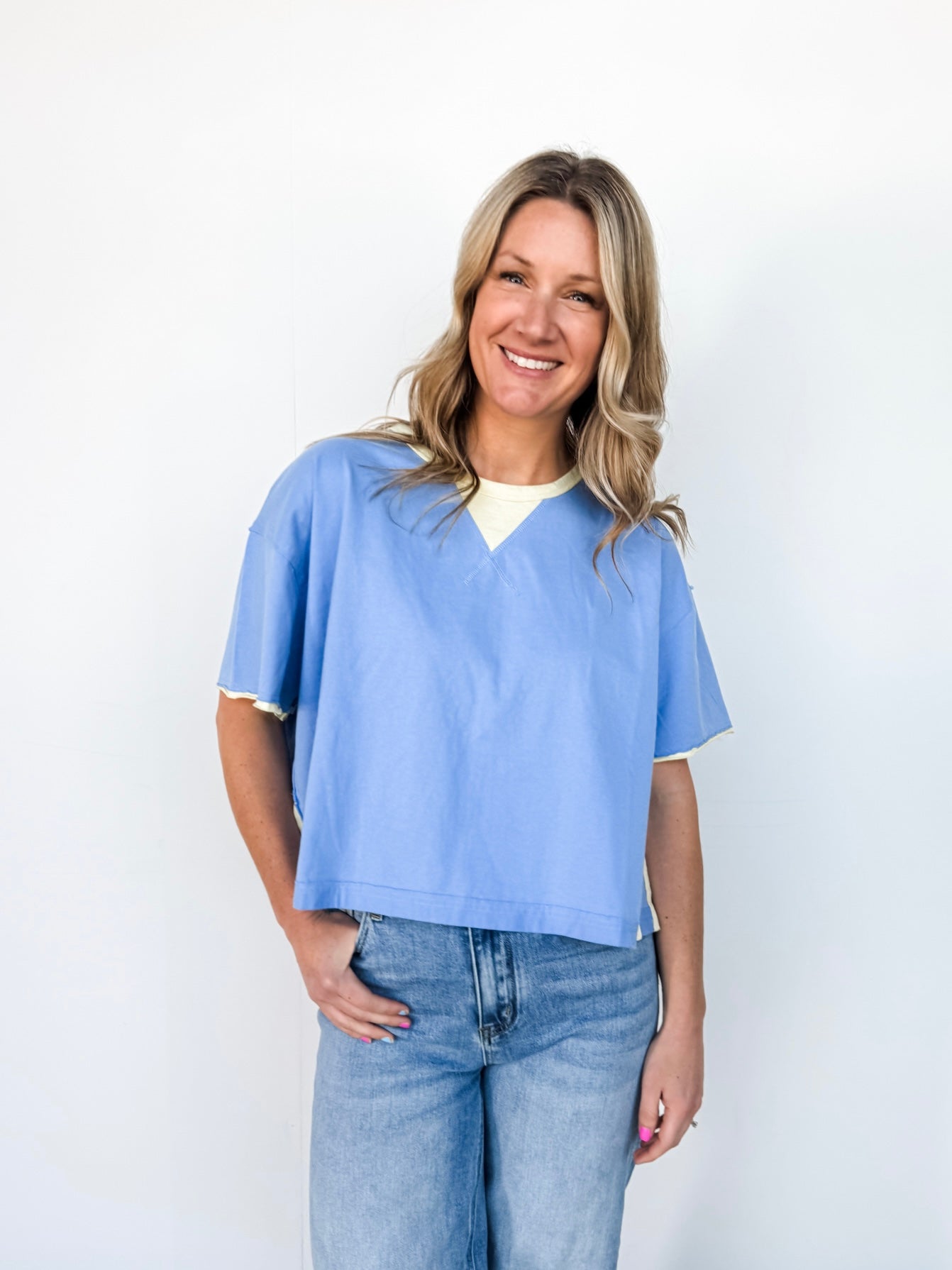 Periwinkle Blue Contrast Tee