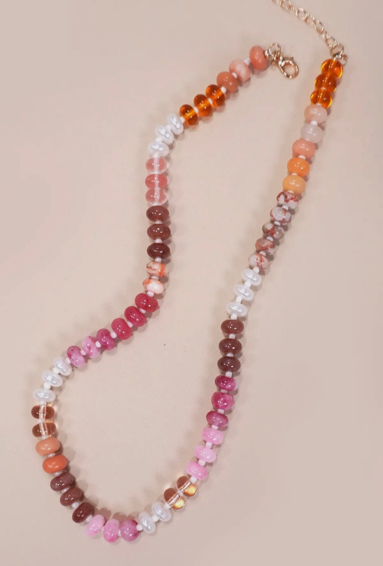 Orange & Pink Beaded Necklace