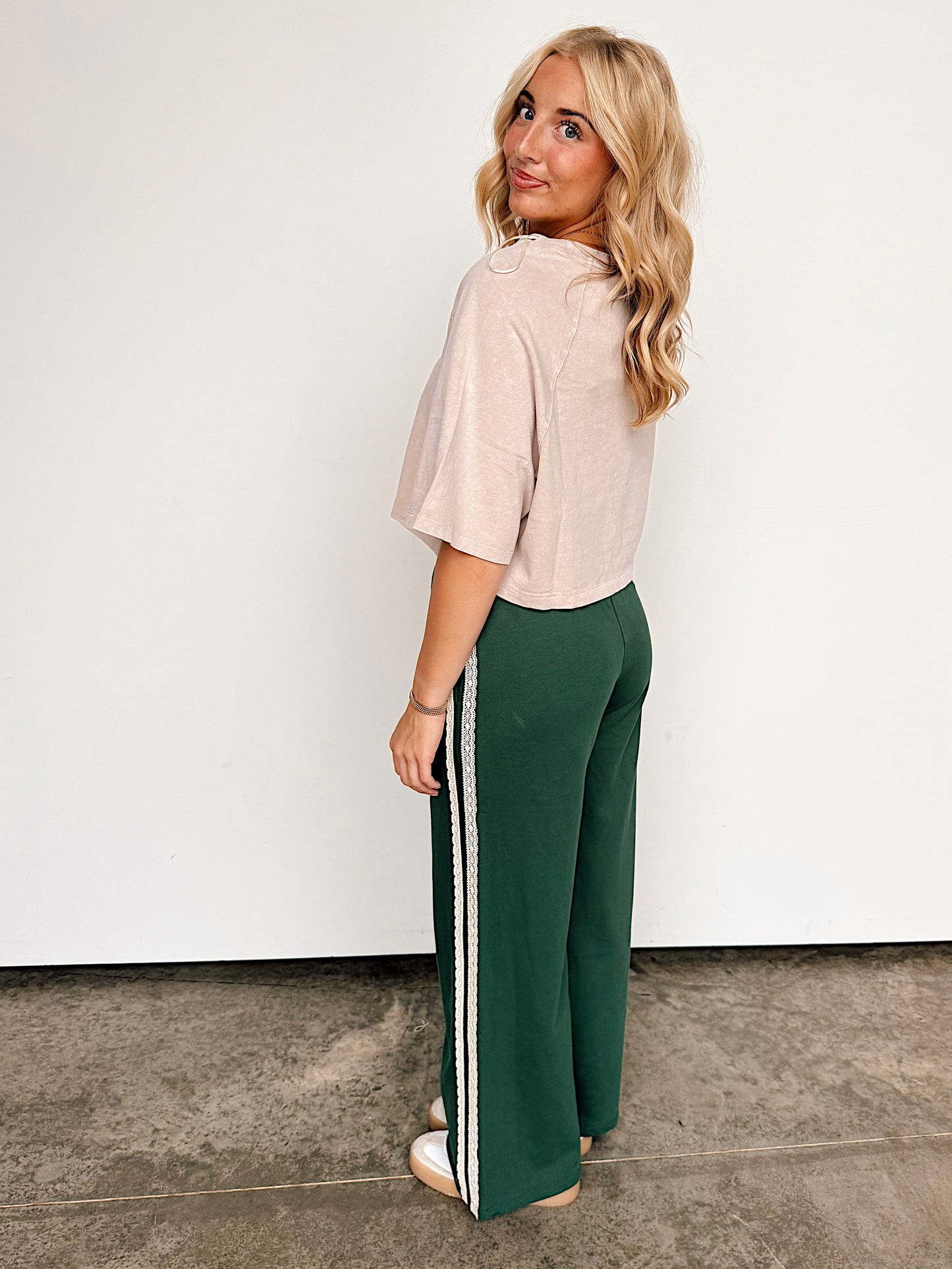 Hunter Green Lace Side Track Pants