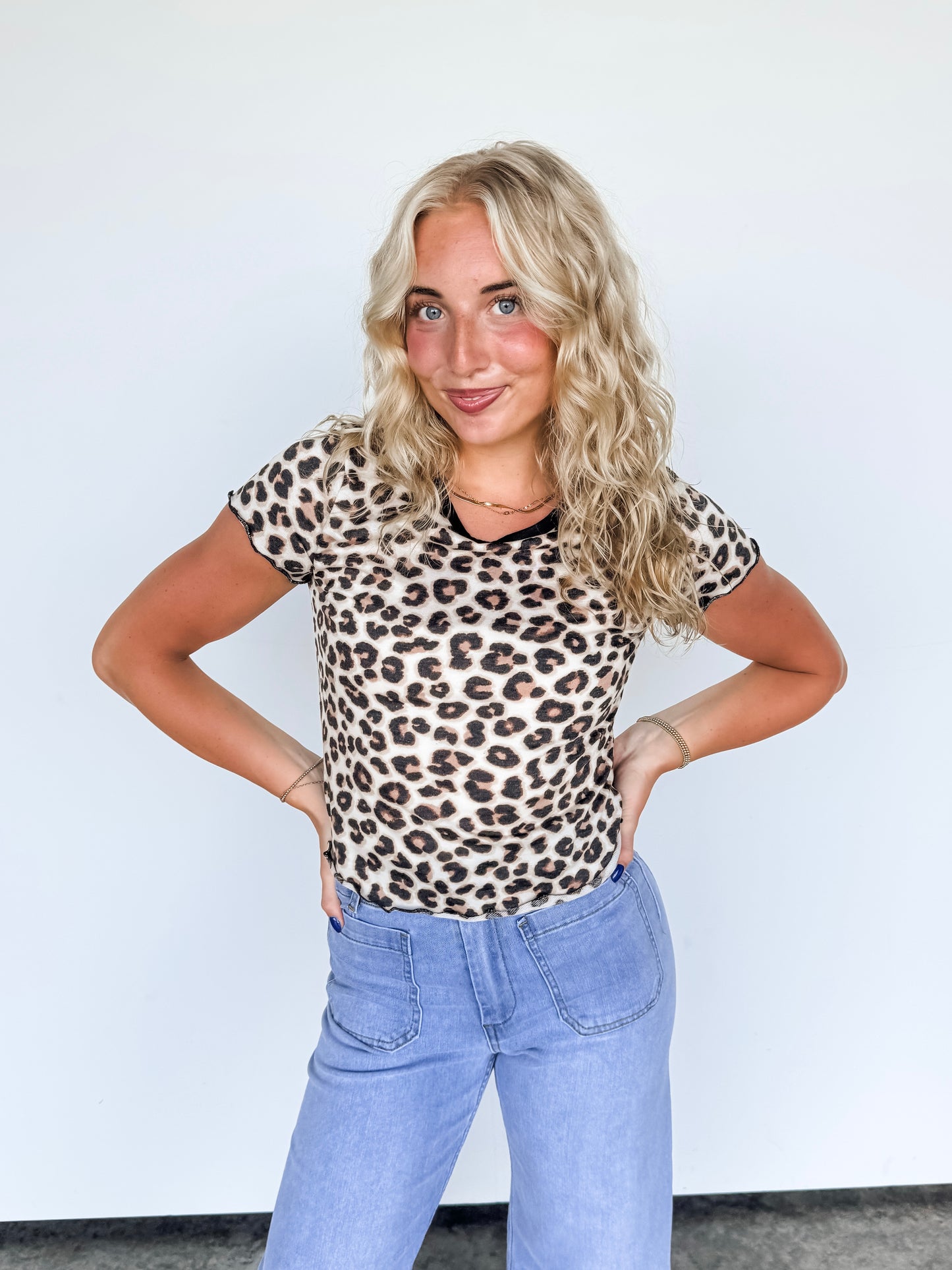 Leopard Short Sleeve Basic Tee