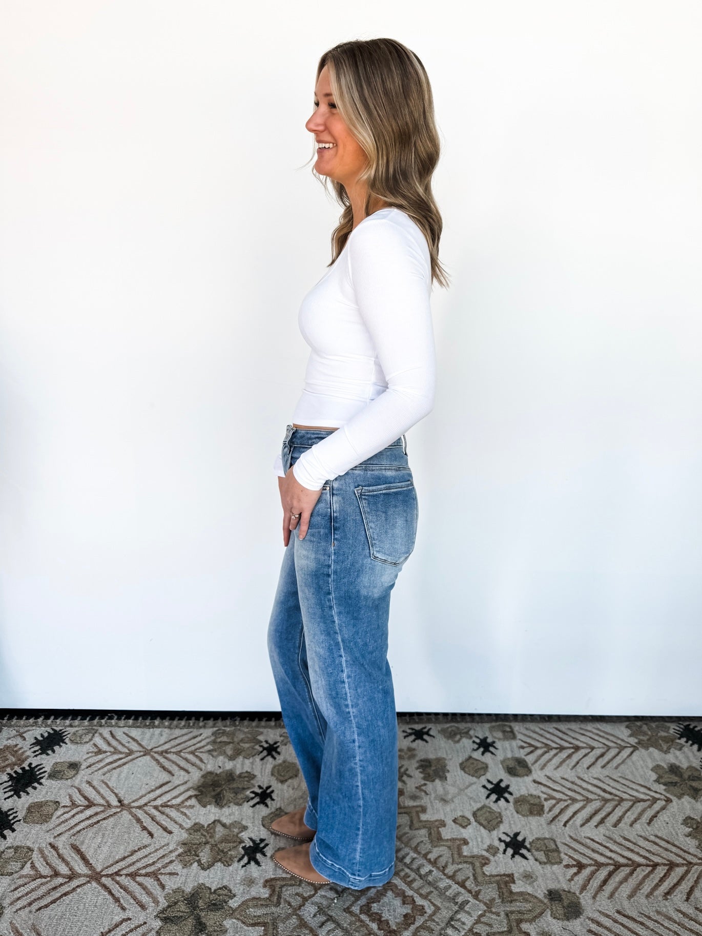 ‘The Elliot’ Risen Medium Wash Wide Leg Denim