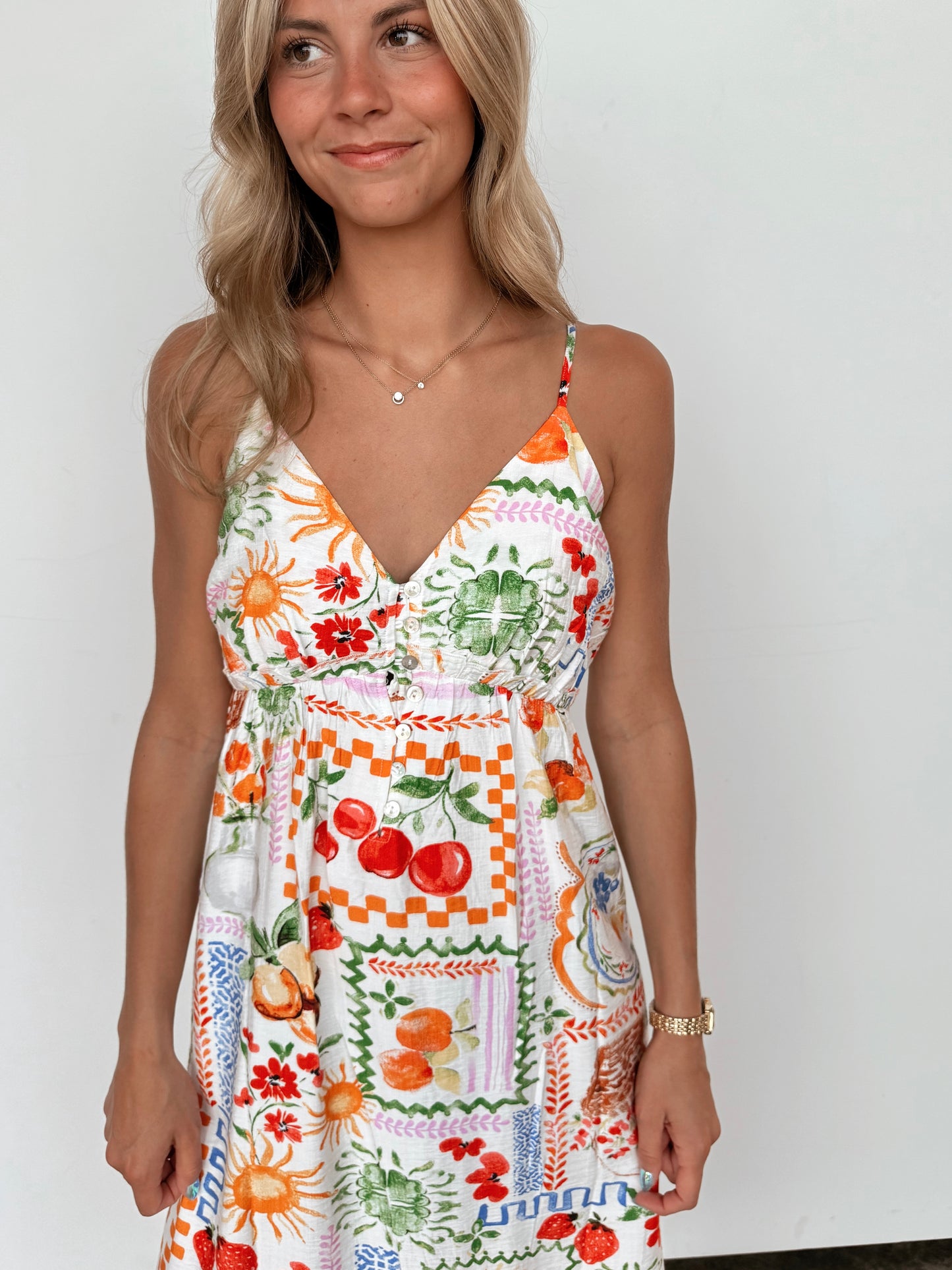 Fruit Print Detailed Dress