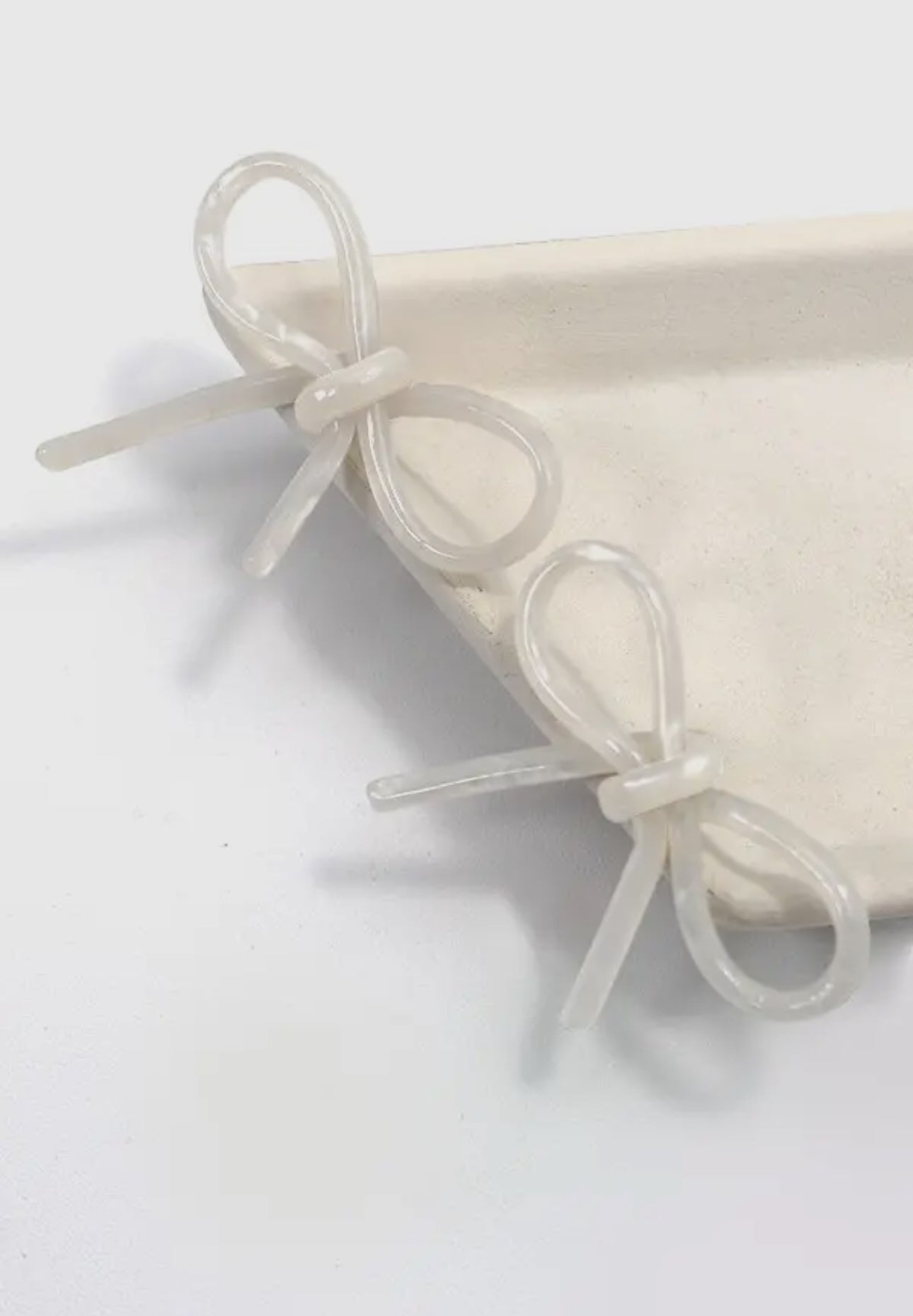 White Bow Stud Earrings