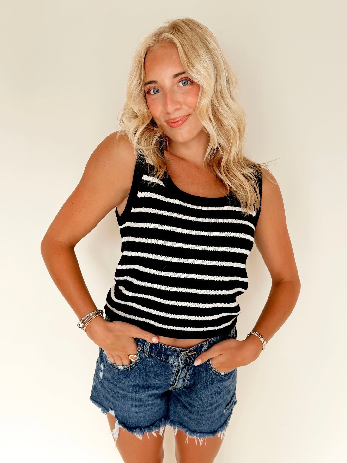 Black & White Stripe Knit Tank