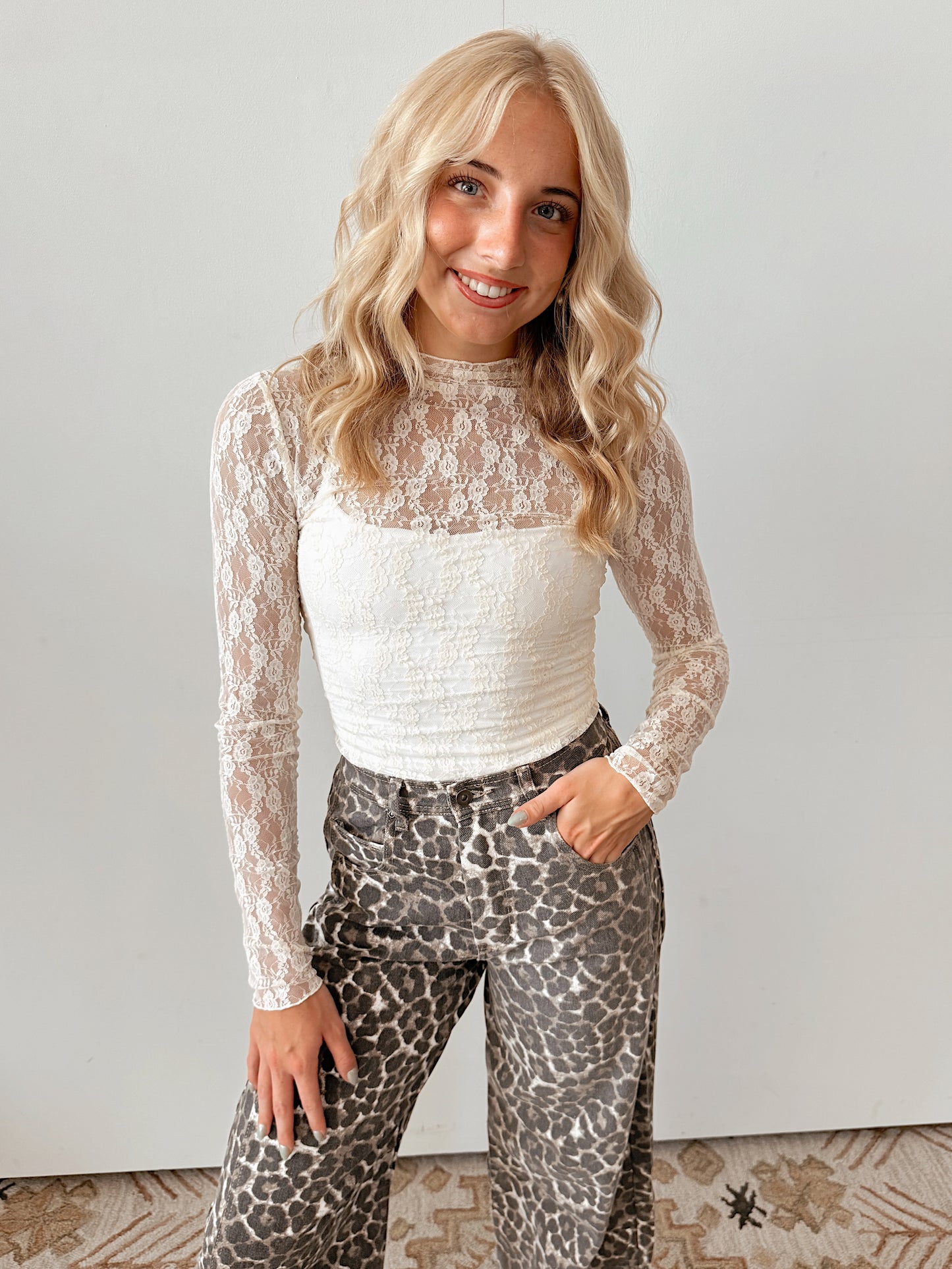 Cream Lace Knit Top