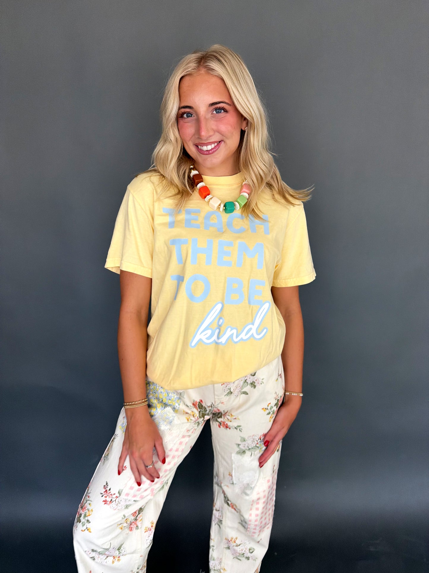 Butter Yellow “Teach Them to Be Kind” Tee