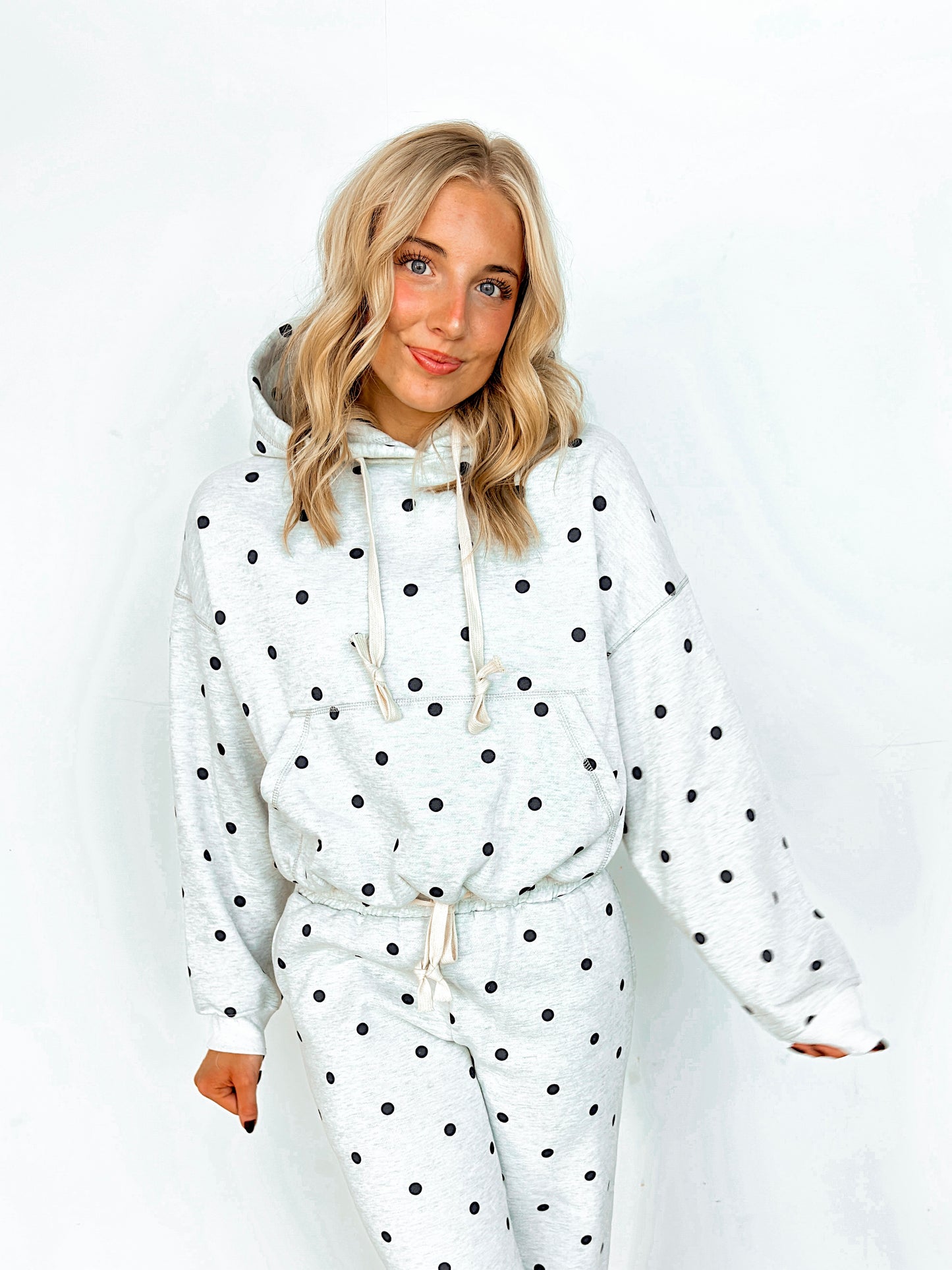 Heather Grey & Navy Polka Dot Lounge Set