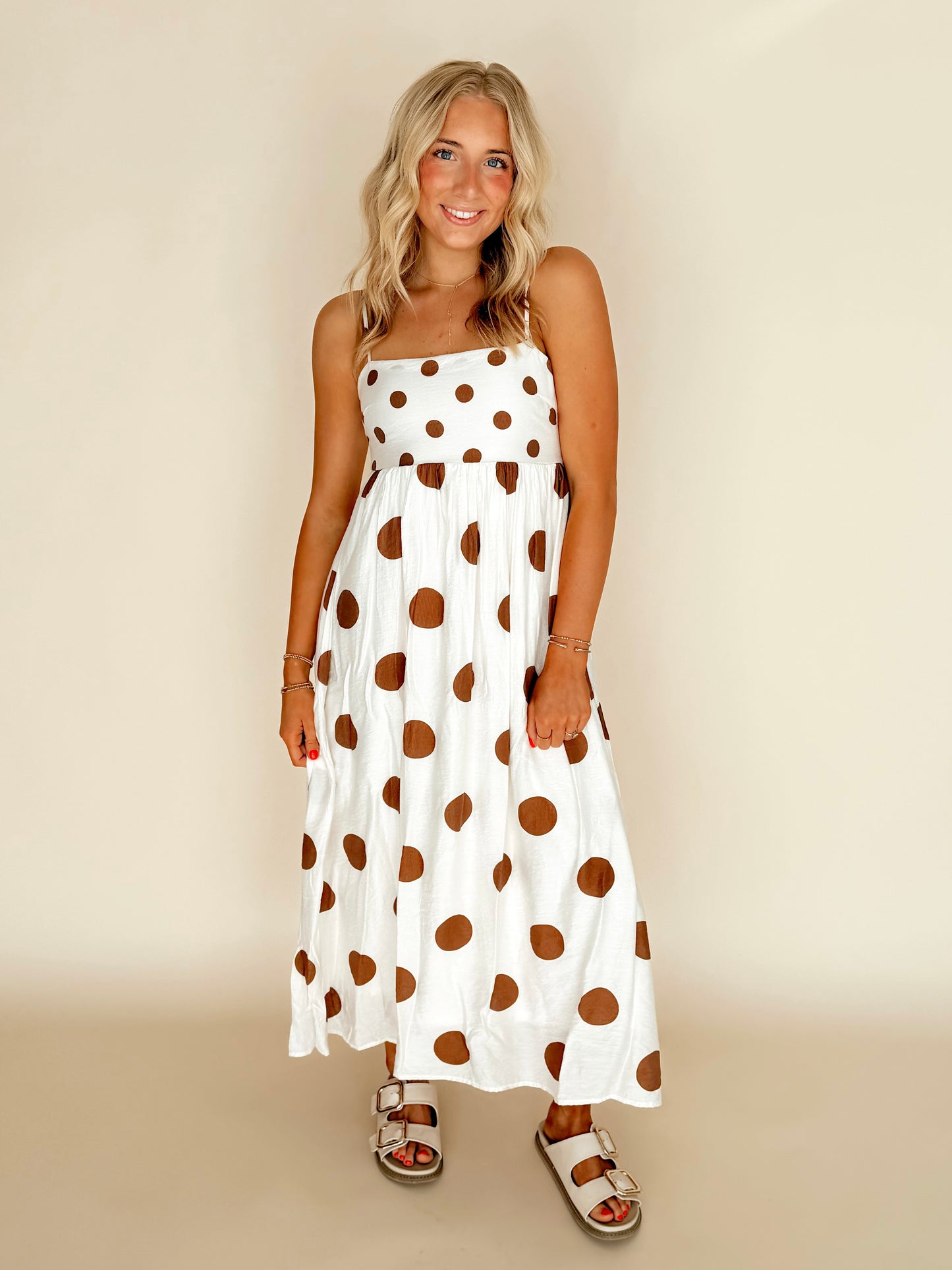 Cream & Cocoa Polka Dot Midi Dress