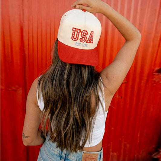 USA Gingham Checked Trucker Hat