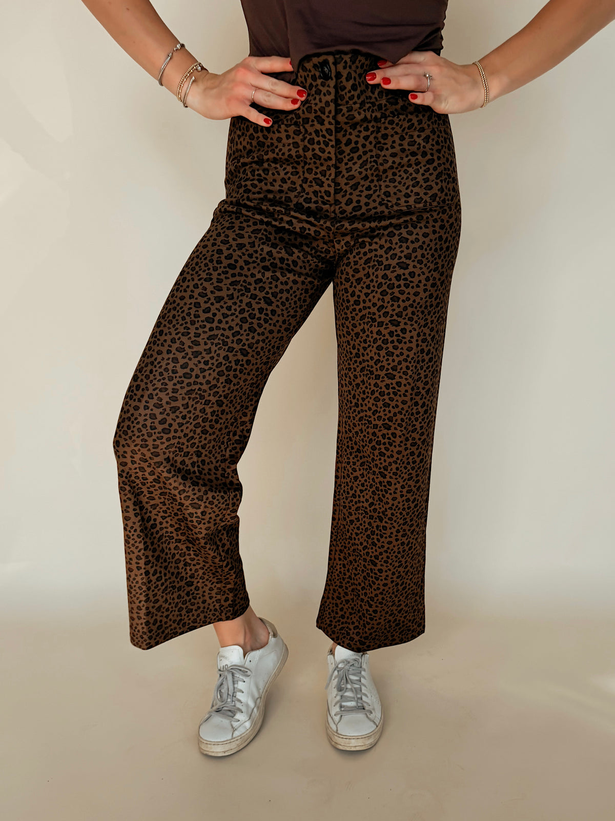Leopard Print Wide-Leg Pants
