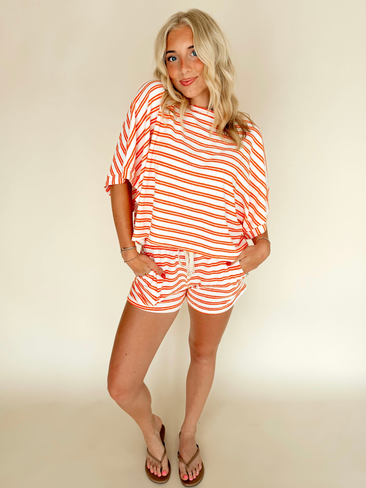 Orange Striped Terry Cloth Set