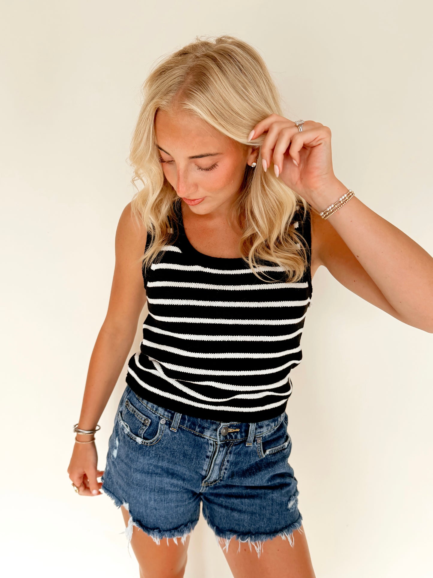 Black & White Stripe Knit Tank