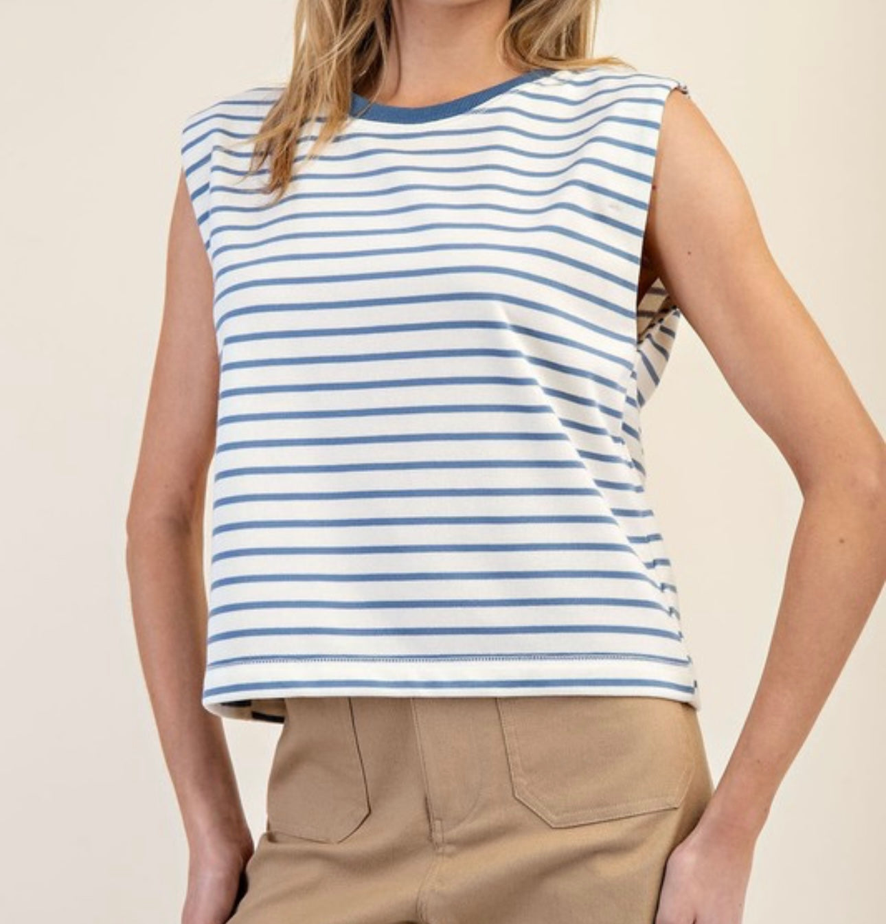 Denim Striped Sleeveless Tank