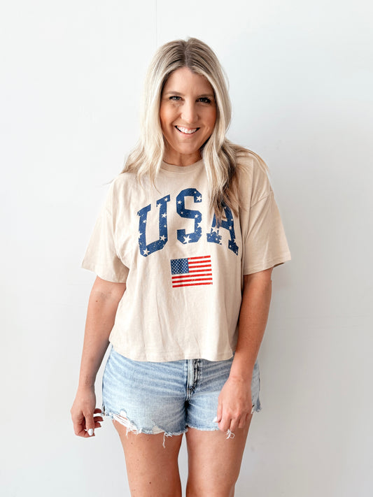 Stone USA Cropped Graphic Tee
