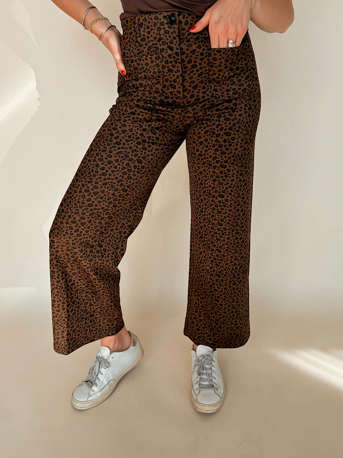 Leopard Print Wide-Leg Pants