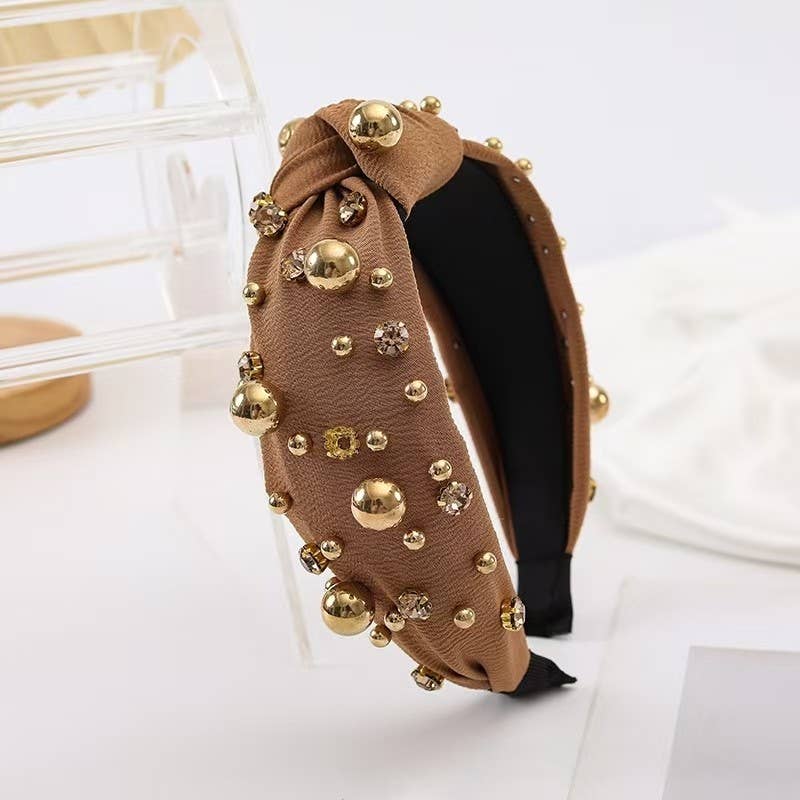 Multi Gold Ball Rhinestone Knot Headband {2 colors}