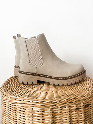 Chunky Sole Sand Colored Chelsea Boots