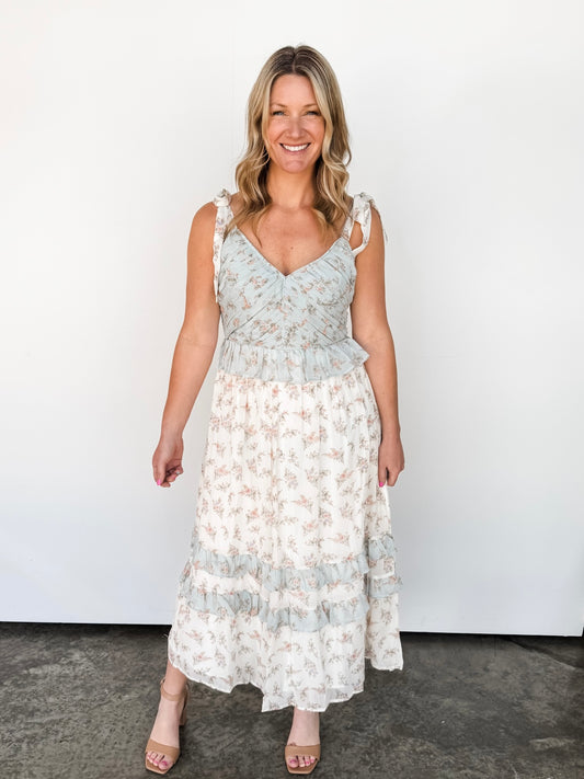Floral & Ruffle Tiered Dress