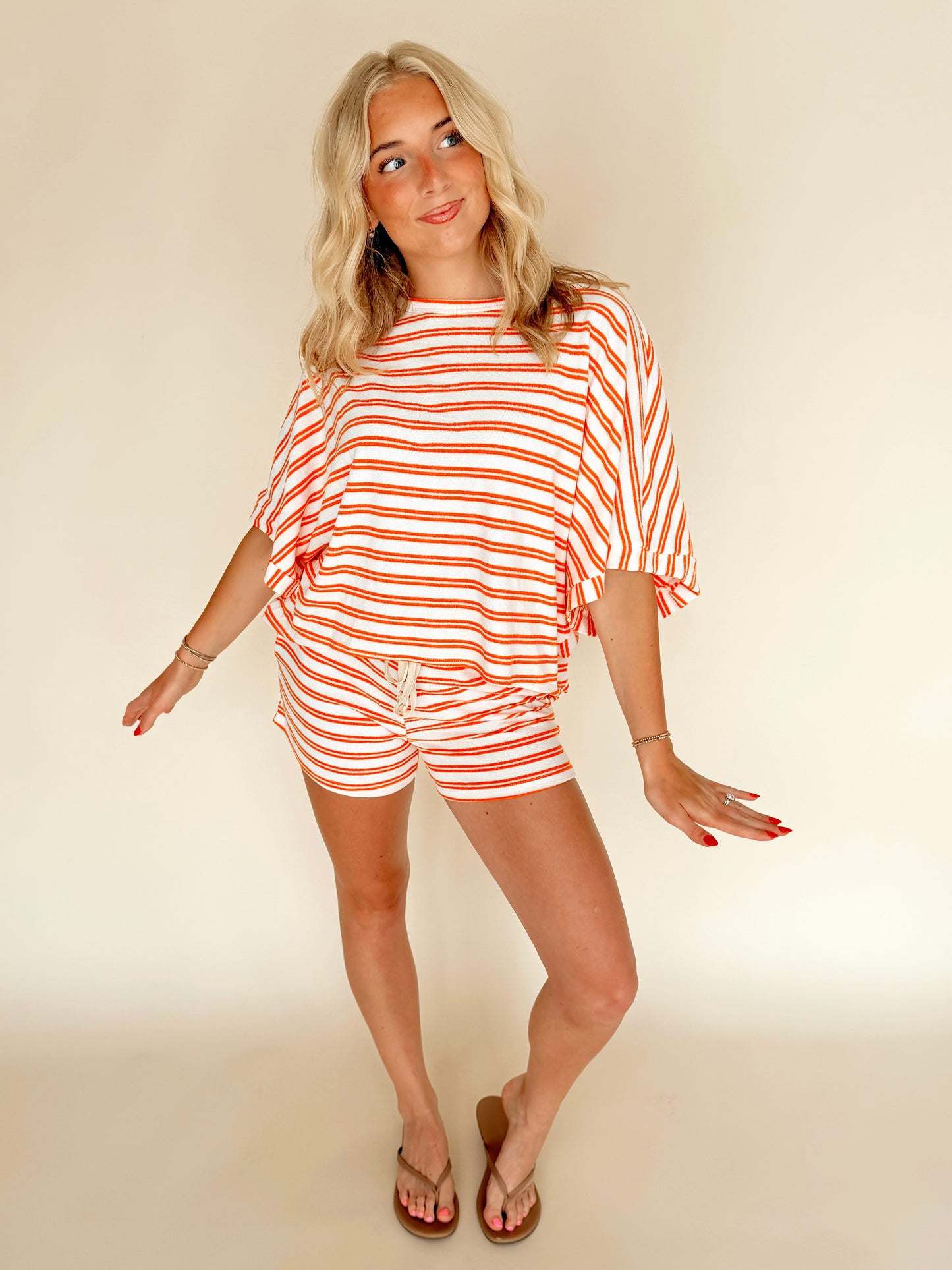 Orange Striped Terry Cloth Set