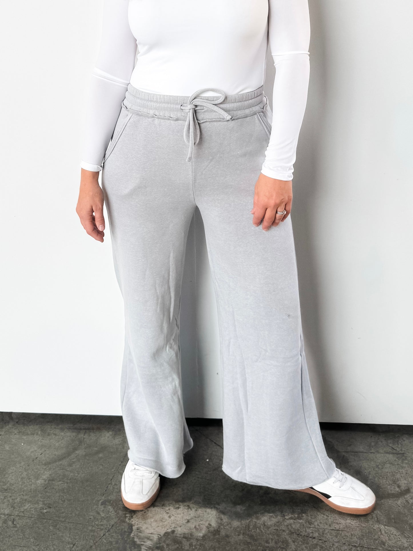 Heather Grey Wide Leg Sweatpants