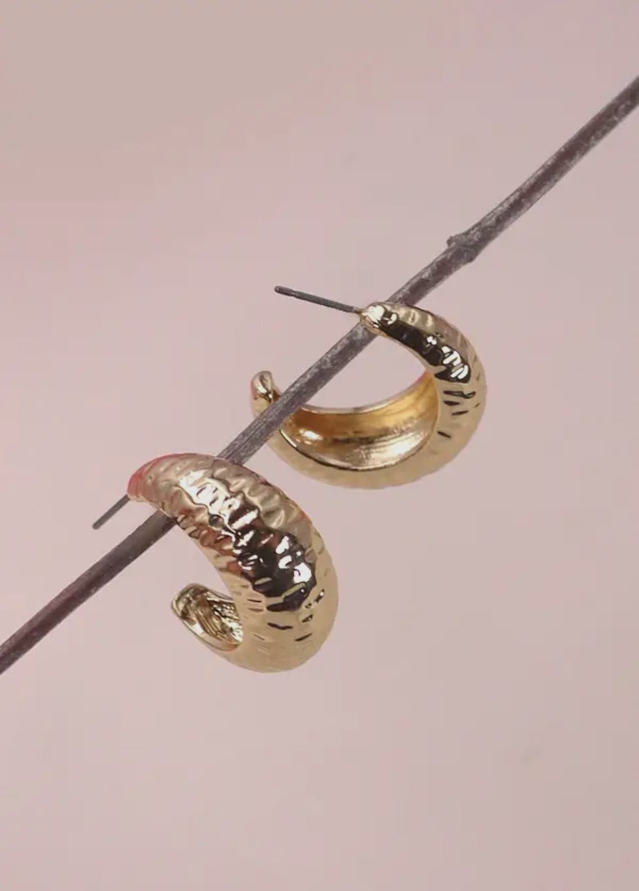 Gold Hammered Hoop Earrings