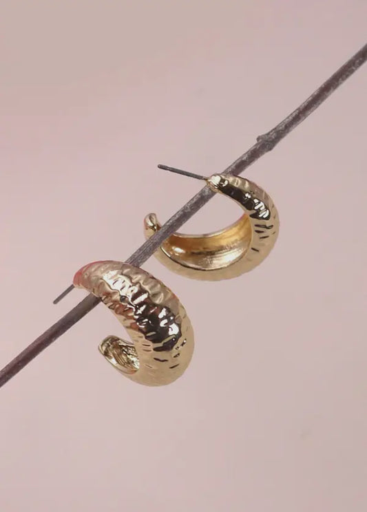 Gold Hammered Hoop Earrings