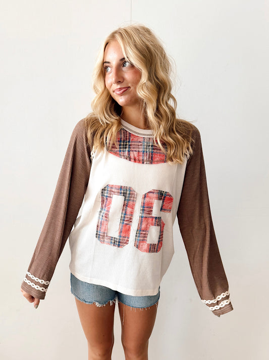 Chocolate Mixed Print Jersey Top