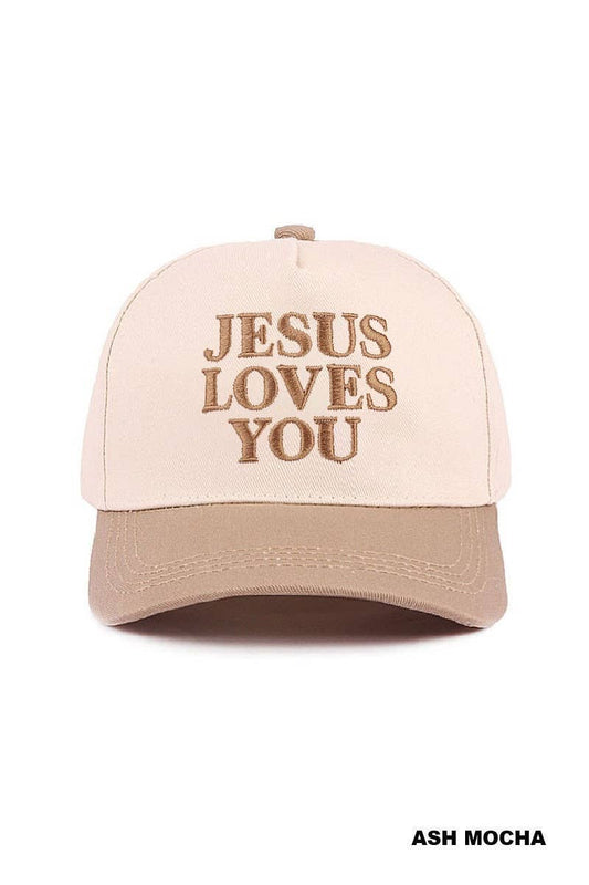 Jesus Loves You Two Tone Cotton Hat