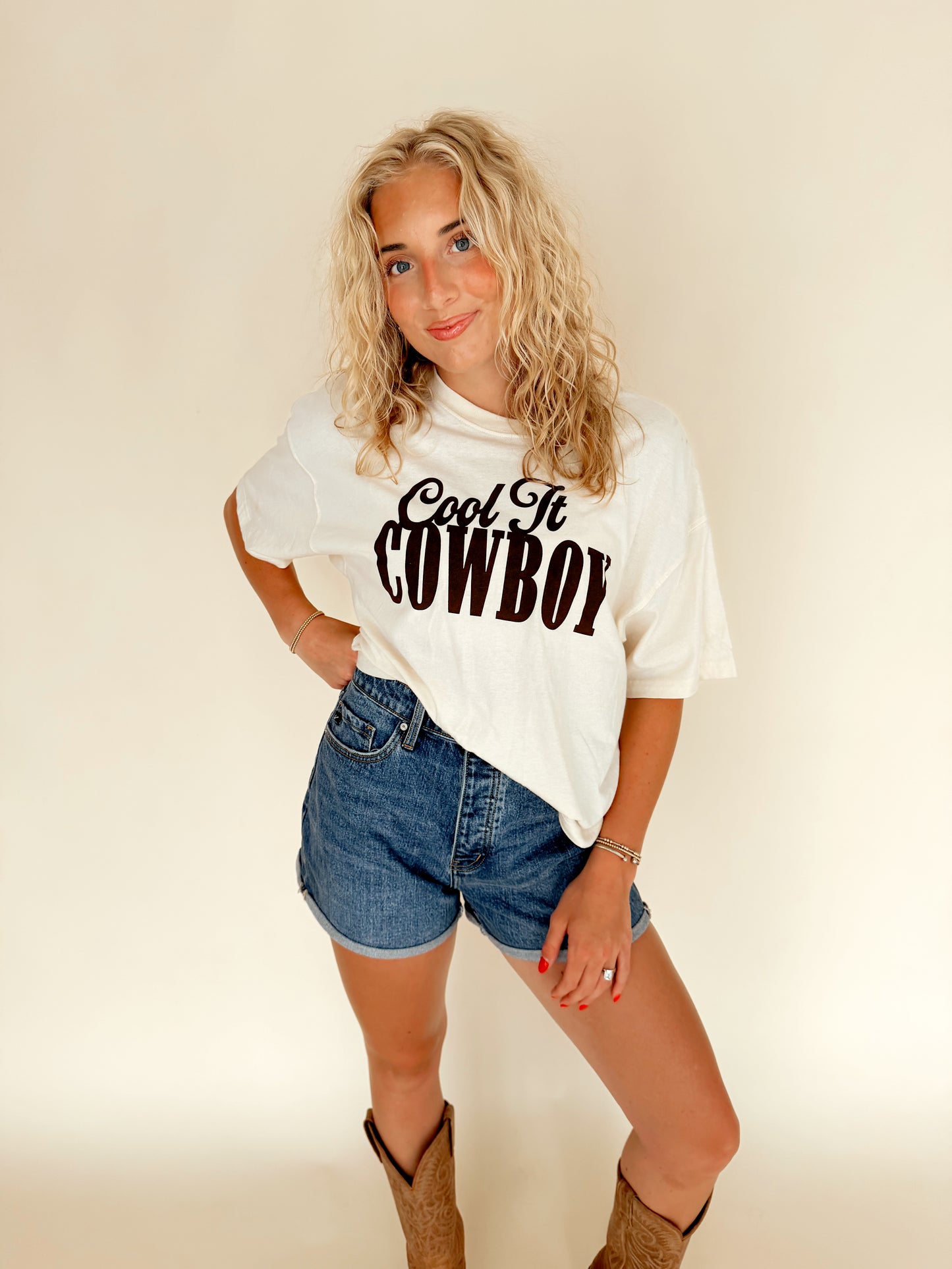 ‘Cool It Cowboy’ Boxy Crop Tee