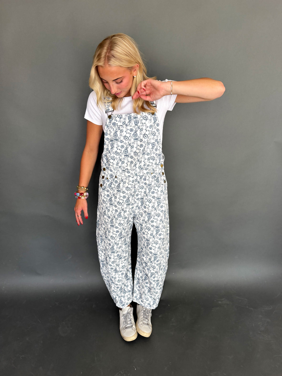 Floral Printed Cropped Overalls