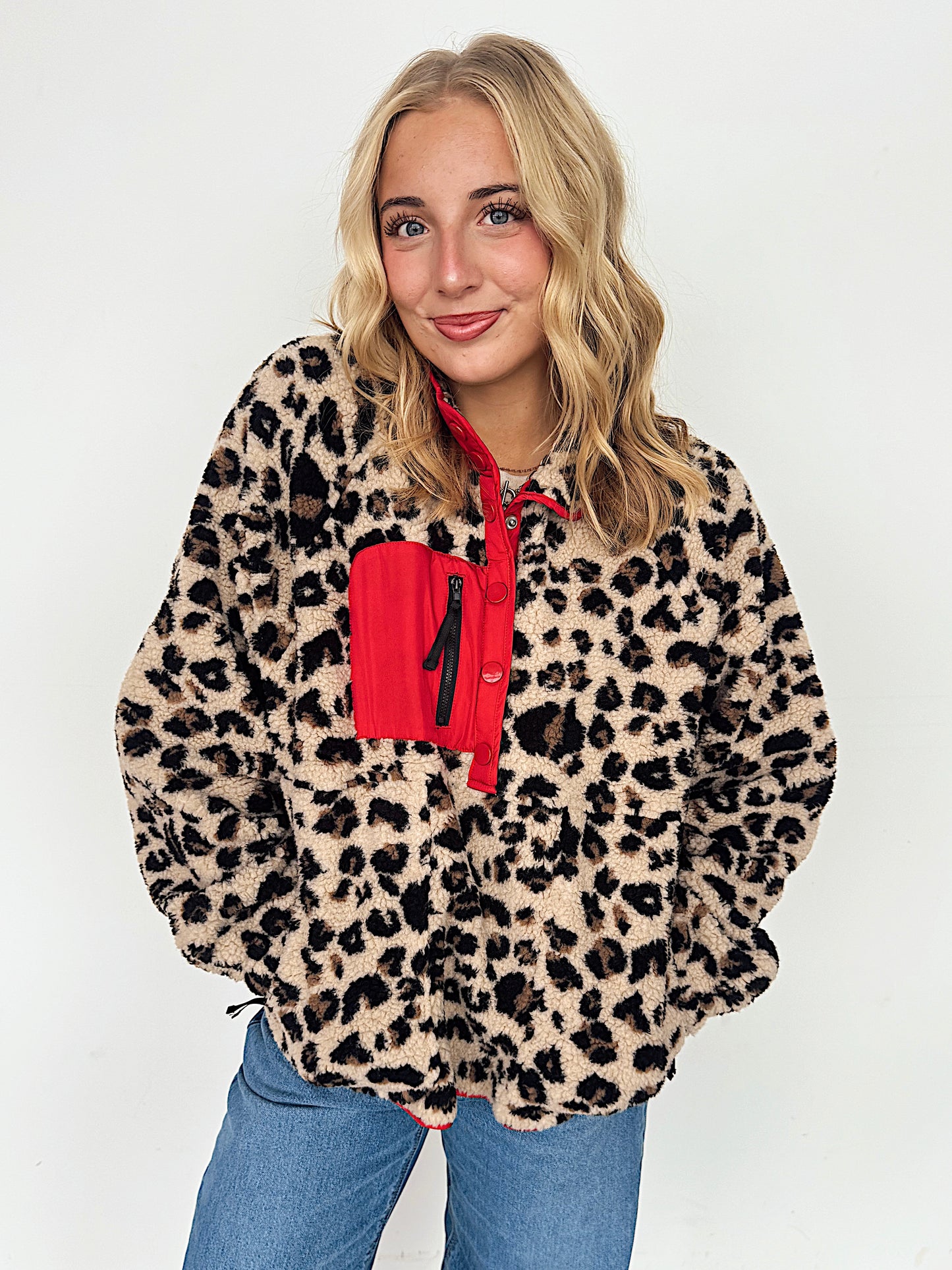 Leopard Fleece Pullover